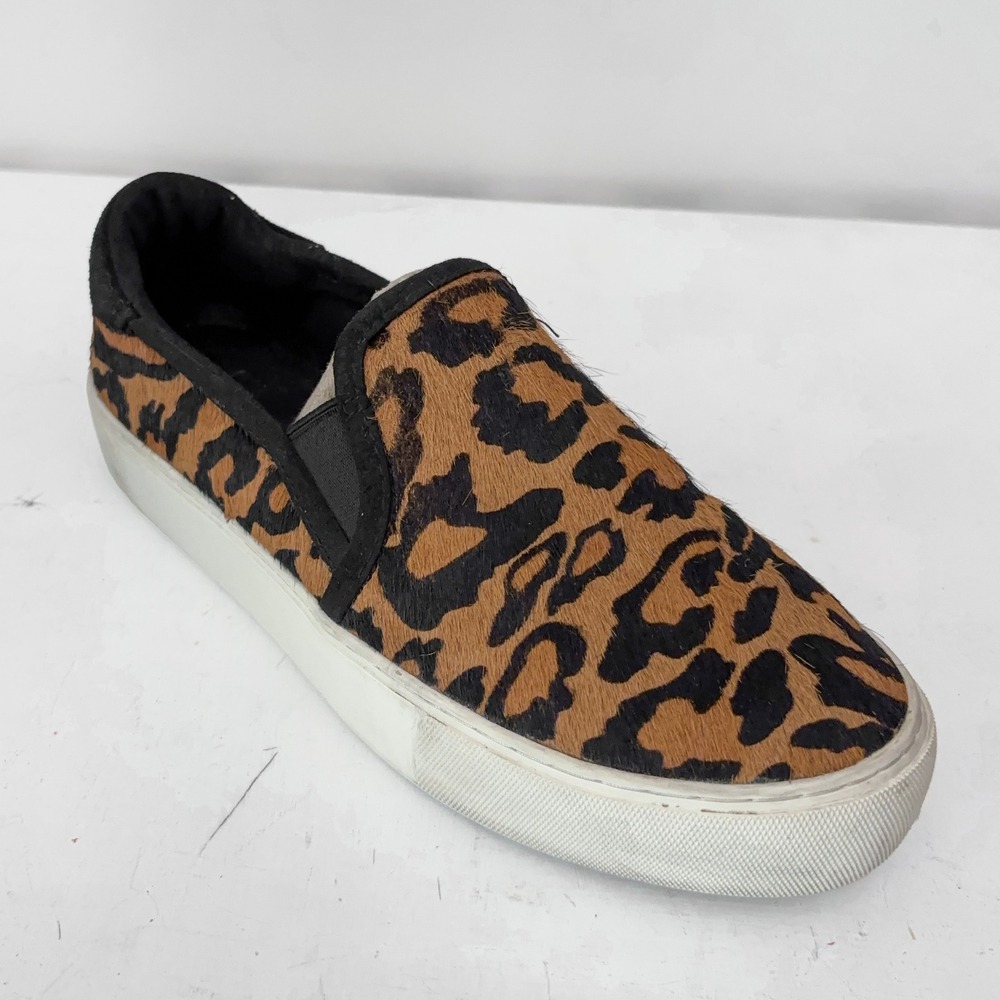 UGG Cahlvan Panther Print Slip On Sneakers 7.5 Brown Leopard Calf Hair Platform